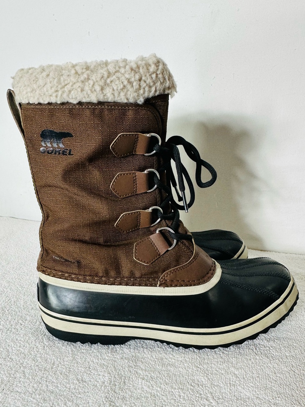 Sorel 1964 Pac Nylon Tobacco Black Winter Waterproof Snow Boots 9